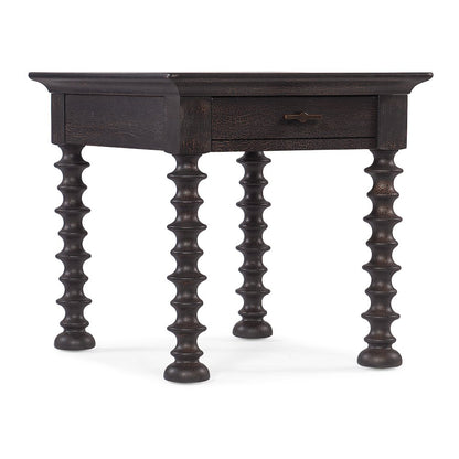 Hooker Furniture Big Sky Wood Turned Leg End Table in Black Finish