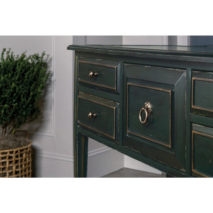 Hooker Furniture Charleston 5-Drawer Traditional Wood Console Table in Green
