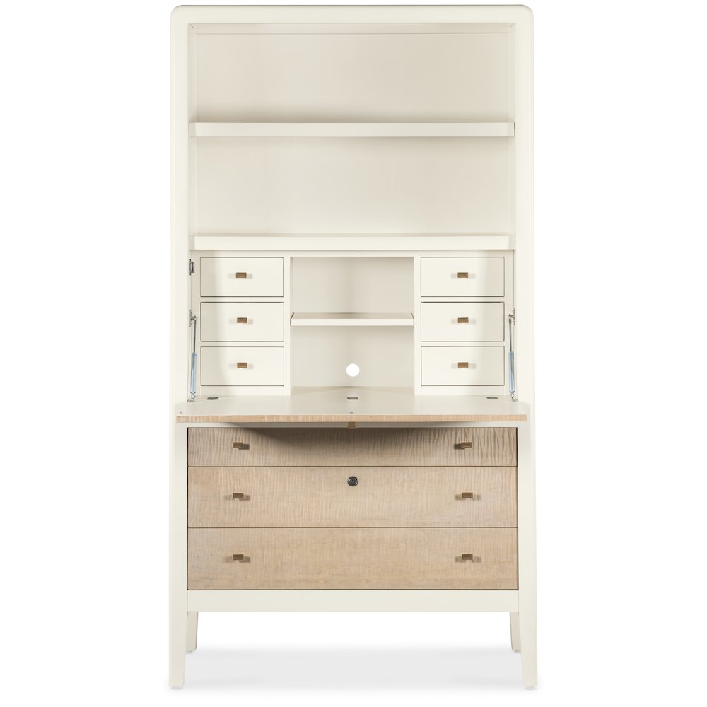 Hera Secretary Desk Hub with Storage in Cream Colored Wood by Hooker Furnishings