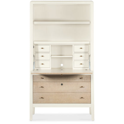 Hera Secretary Desk Hub with Storage in Cream Colored Wood by Hooker Furnishings