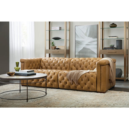 Savion Power Sofa w/ Power Headrest in Tan Leather by Hooker Furniture