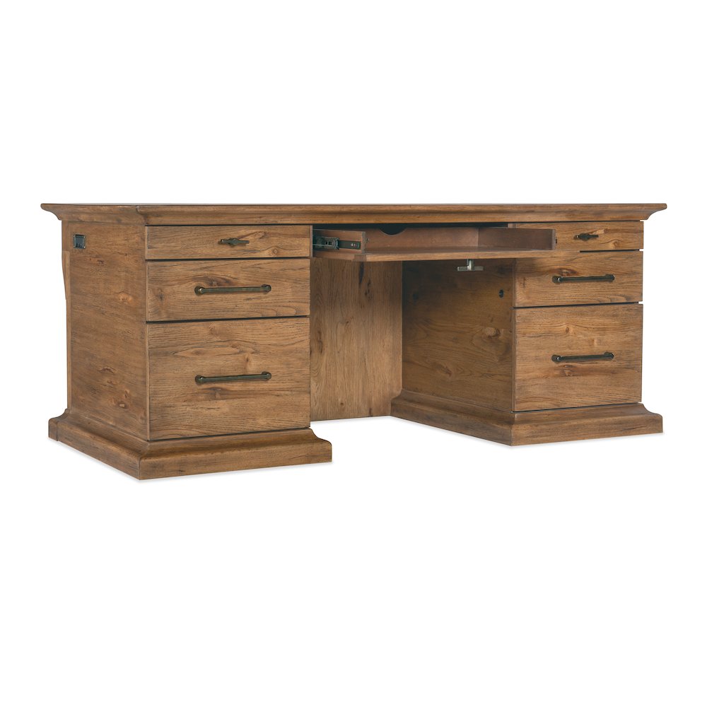 Hooker Furniture Big Sky Wood and Metal Executive Desk in Brown