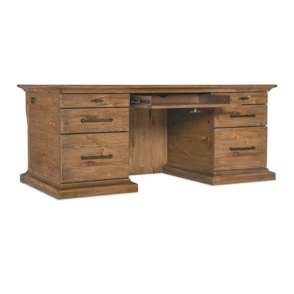Hooker Furniture Big Sky Wood and Metal Executive Desk in Brown