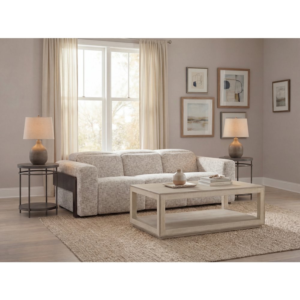 Atlas Power Sofa with Power Headrest with Cream Fabric by Hooker Furnishings