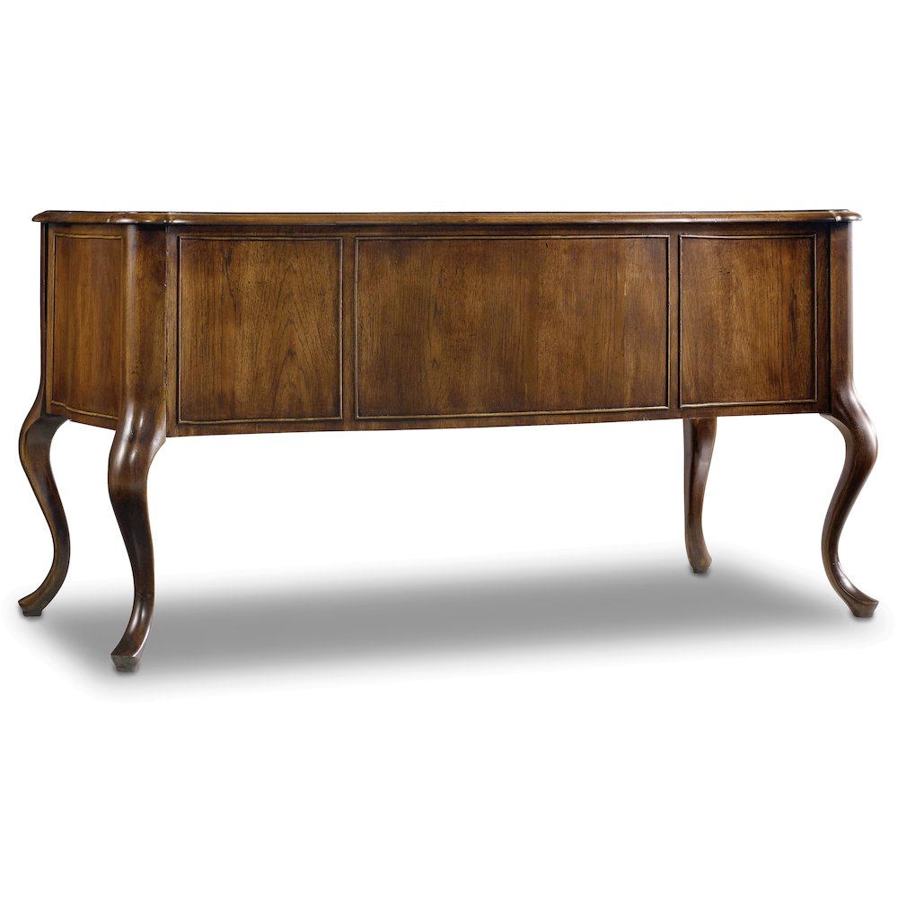 Hooker Furniture Archivist Solid Rubber Wood 4-Drawers Writing Desk in Pecan