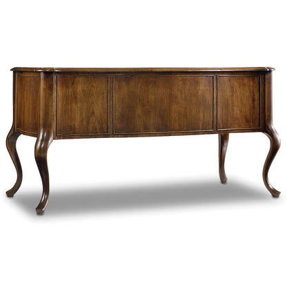 Hooker Furniture Archivist Solid Rubber Wood 4-Drawers Writing Desk in Pecan