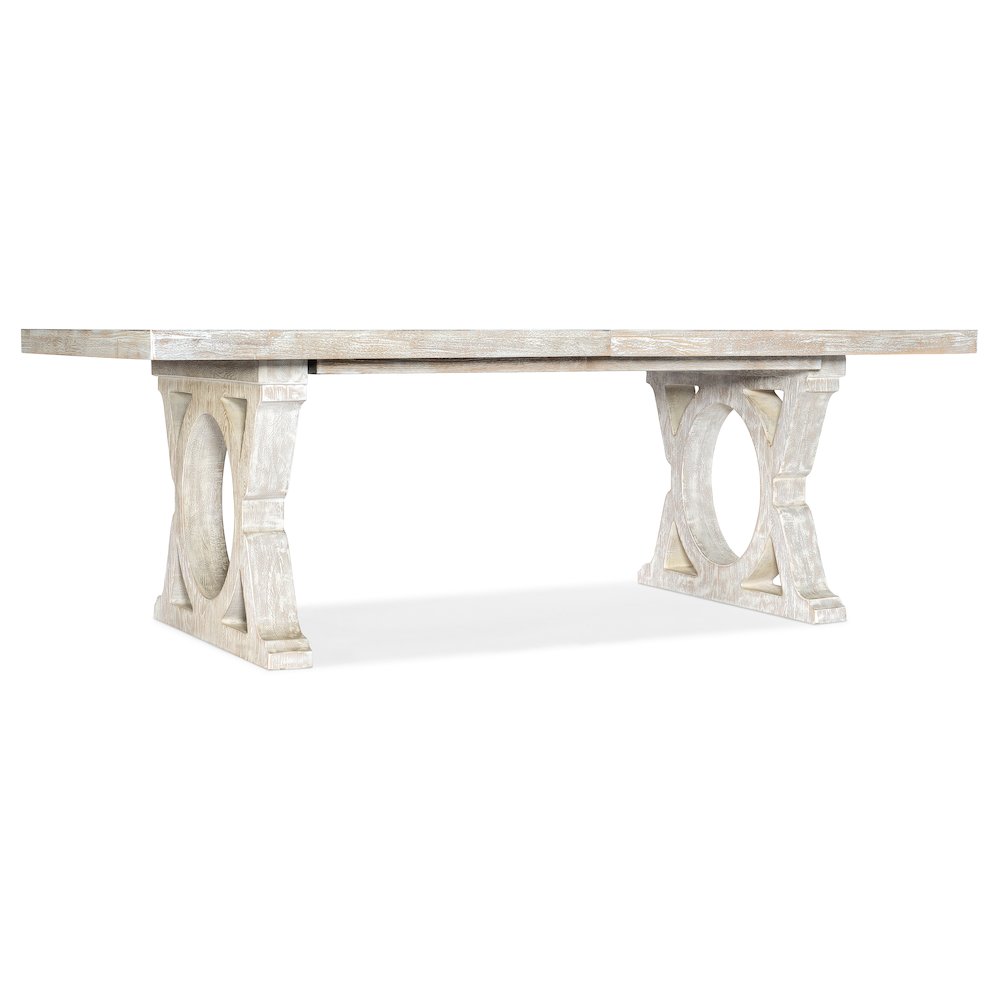 Serenity Topsail Rectangle Dining Table with 2-18in Leaves in White Wood