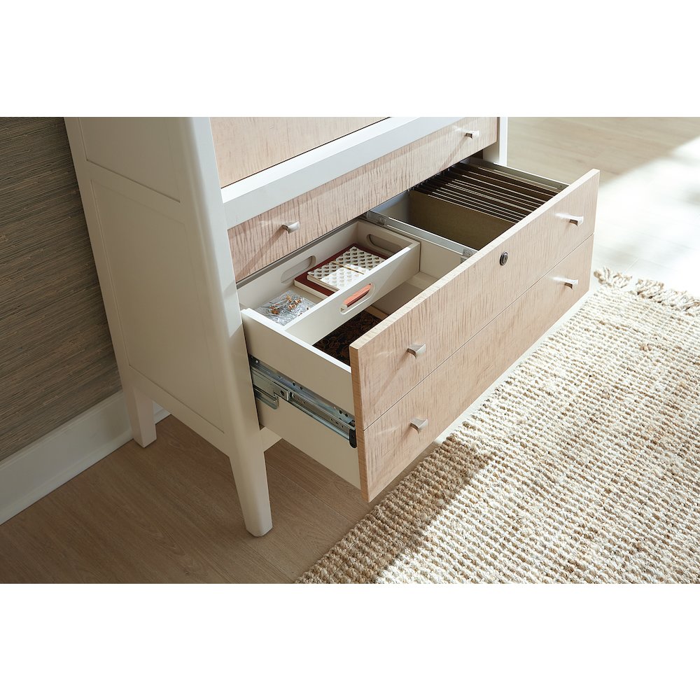 Hera Secretary Desk Hub with Storage in Cream Colored Wood by Hooker Furnishings