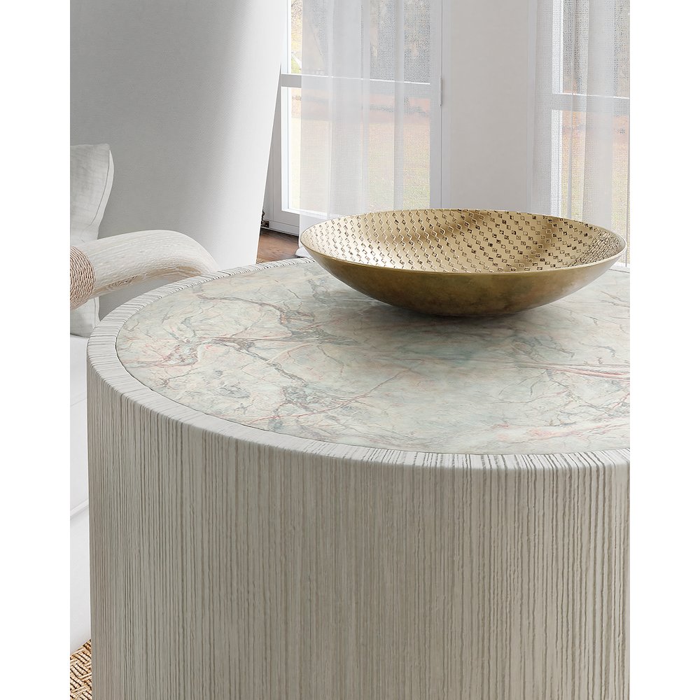 Serenity Swale Round Side Table in Gray Wood by Hooker Furniture