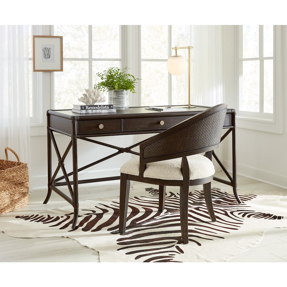 Retreat Cane Barrel Back Fabric Upholstered Chair in Black by Hooker Furniture