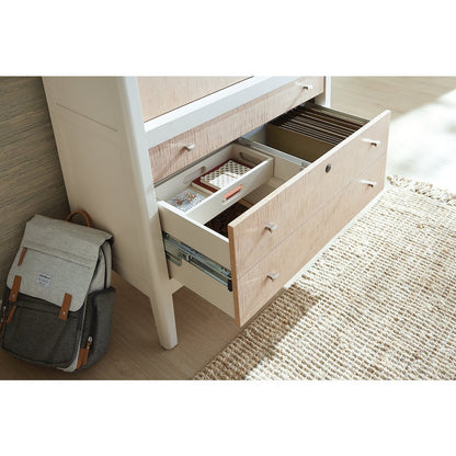 Hera Secretary Desk Hub with Storage in Cream Colored Wood by Hooker Furnishings