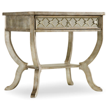 Hooker Furniture Sanctuary 1-Drawer Bedroom Nightstand in Silver Wood