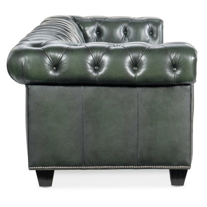Charleston Leather Tufted Sofa in Green by Hooker Furniture