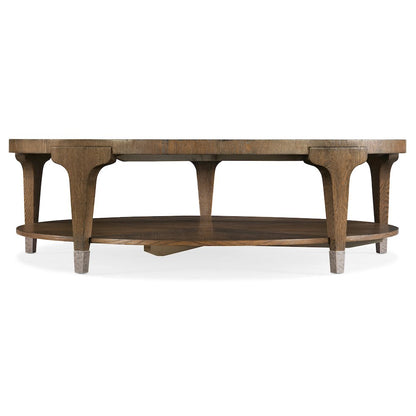 Hooker Furniture Chapman Round Veneers and Metal Cocktail Table in Brown/White