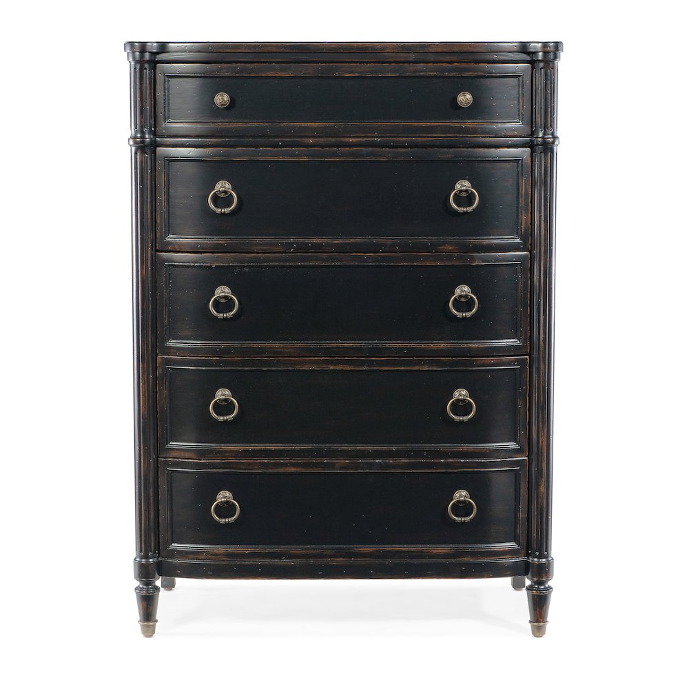 Hooker Furniture Charleston 5-Drawer Wood Chest in Black Cherry