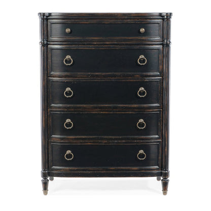 Hooker Furniture Charleston 5-Drawer Wood Chest in Black Cherry