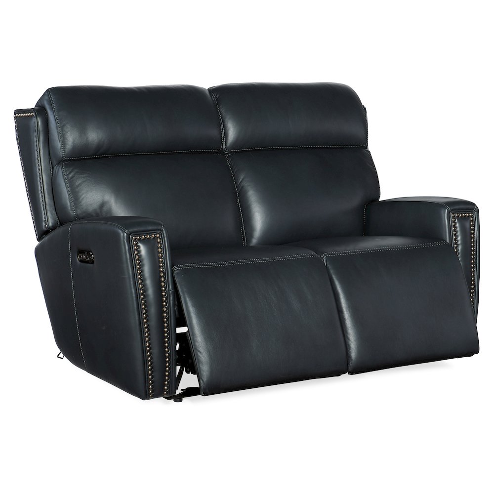 Ruthe Zero Gravity Power Recline Loveseat with Power Headrest in Blue Leather