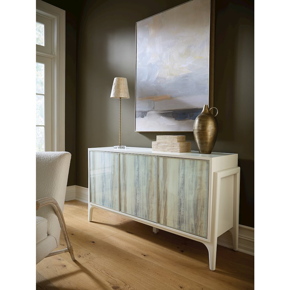 Hera Credenza in Cream Colored Wood with Three Doors by Hooker Furnishings