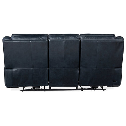 Montel Lay Flat Power Sofa with Power Headrest & Lumbar in Blue Leather