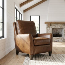 Shasta Aniline Top Grain Leather Recliner Chair with Fixed Arms, Brown