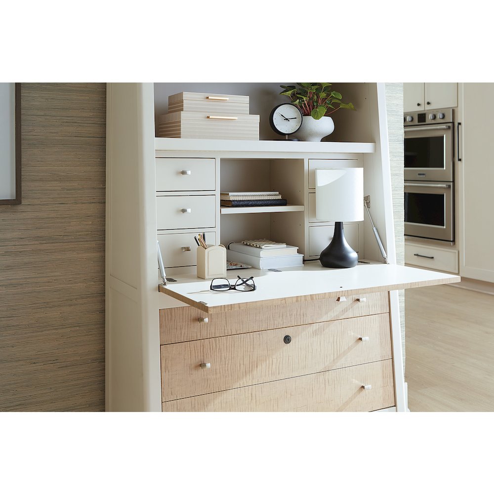 Hera Secretary Desk Hub with Storage in Cream Colored Wood by Hooker Furnishings
