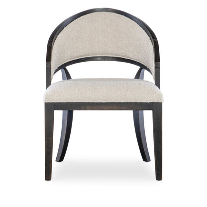 Retreat Cane Barrel Back Fabric Upholstered Chair in Black by Hooker Furniture