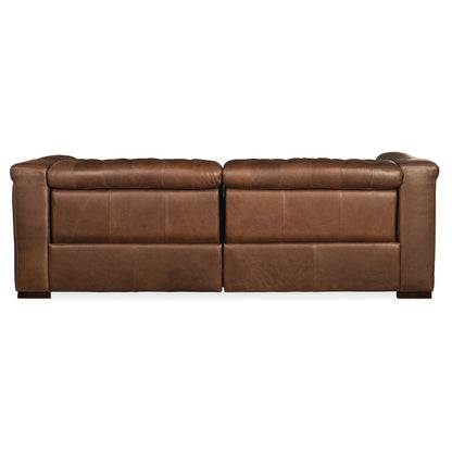 Savion 2 over 2 Sofa with Power Recline & Power Headrest in Brown Leather
