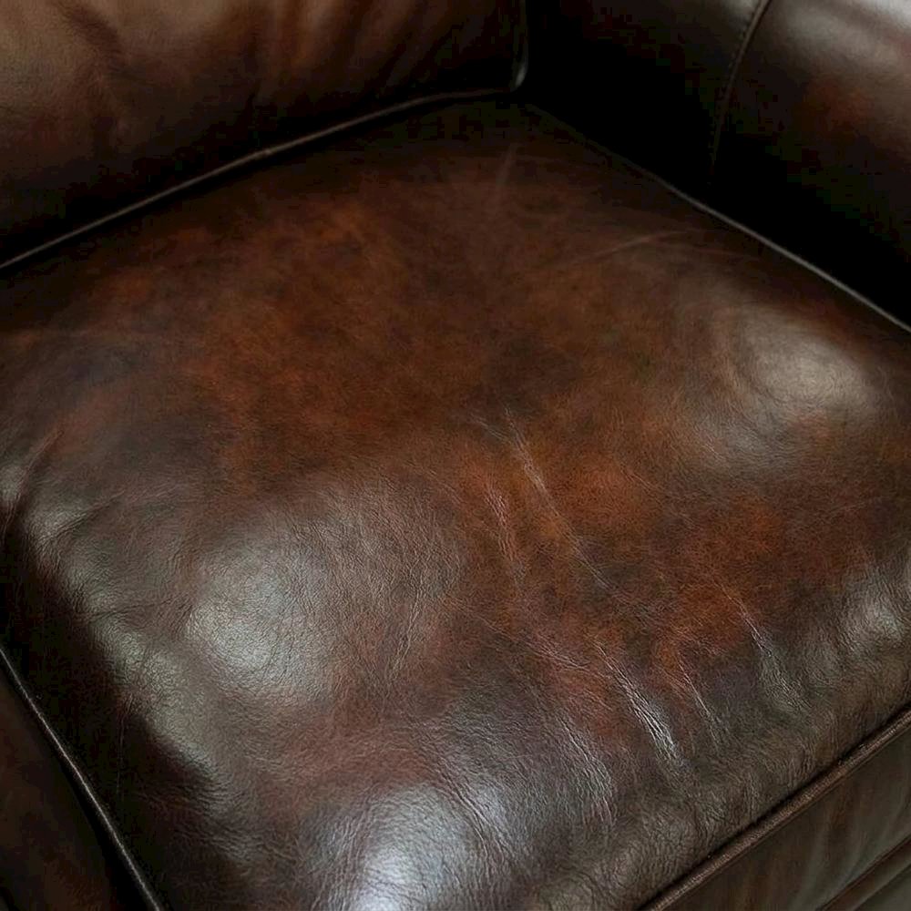 Top Grain Leather Recliner with Fixed Arms, Accent Chair for Living Room, Brown