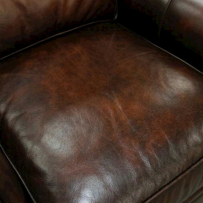Top Grain Leather Recliner with Fixed Arms, Accent Chair for Living Room, Brown