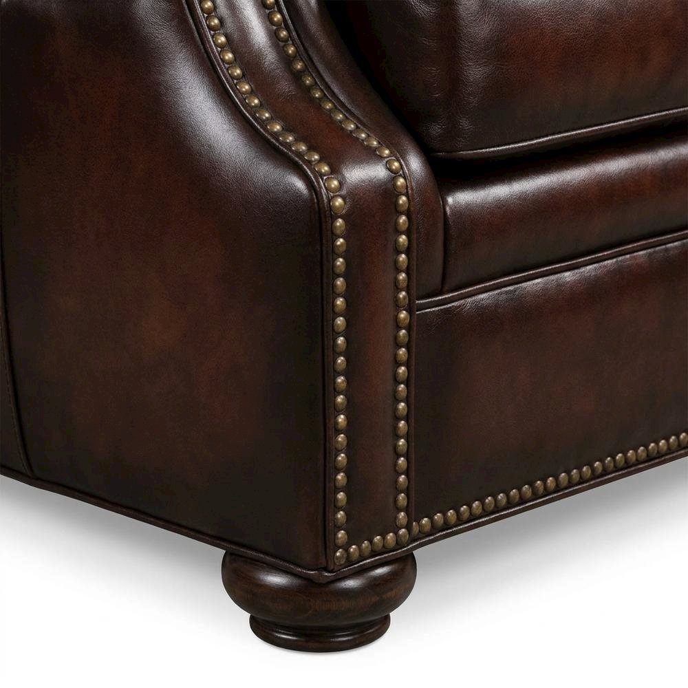 Top Grain Leather Recliner with Fixed Arms, Accent Chair for Living Room, Brown