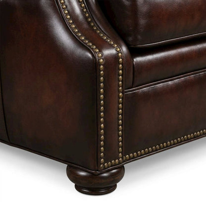 Top Grain Leather Recliner with Fixed Arms, Accent Chair for Living Room, Brown