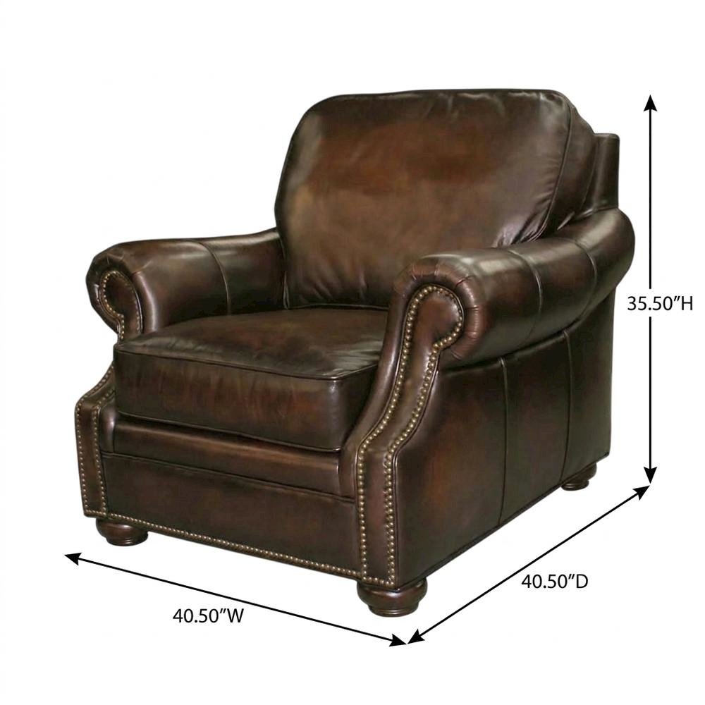 Top Grain Leather Recliner with Fixed Arms, Accent Chair for Living Room, Brown