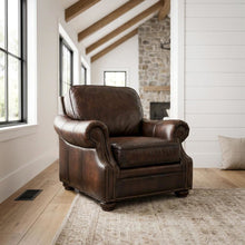 Top Grain Leather Recliner with Fixed Arms, Accent Chair for Living Room, Brown