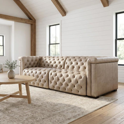 Leather Reclining Sofa, Brown