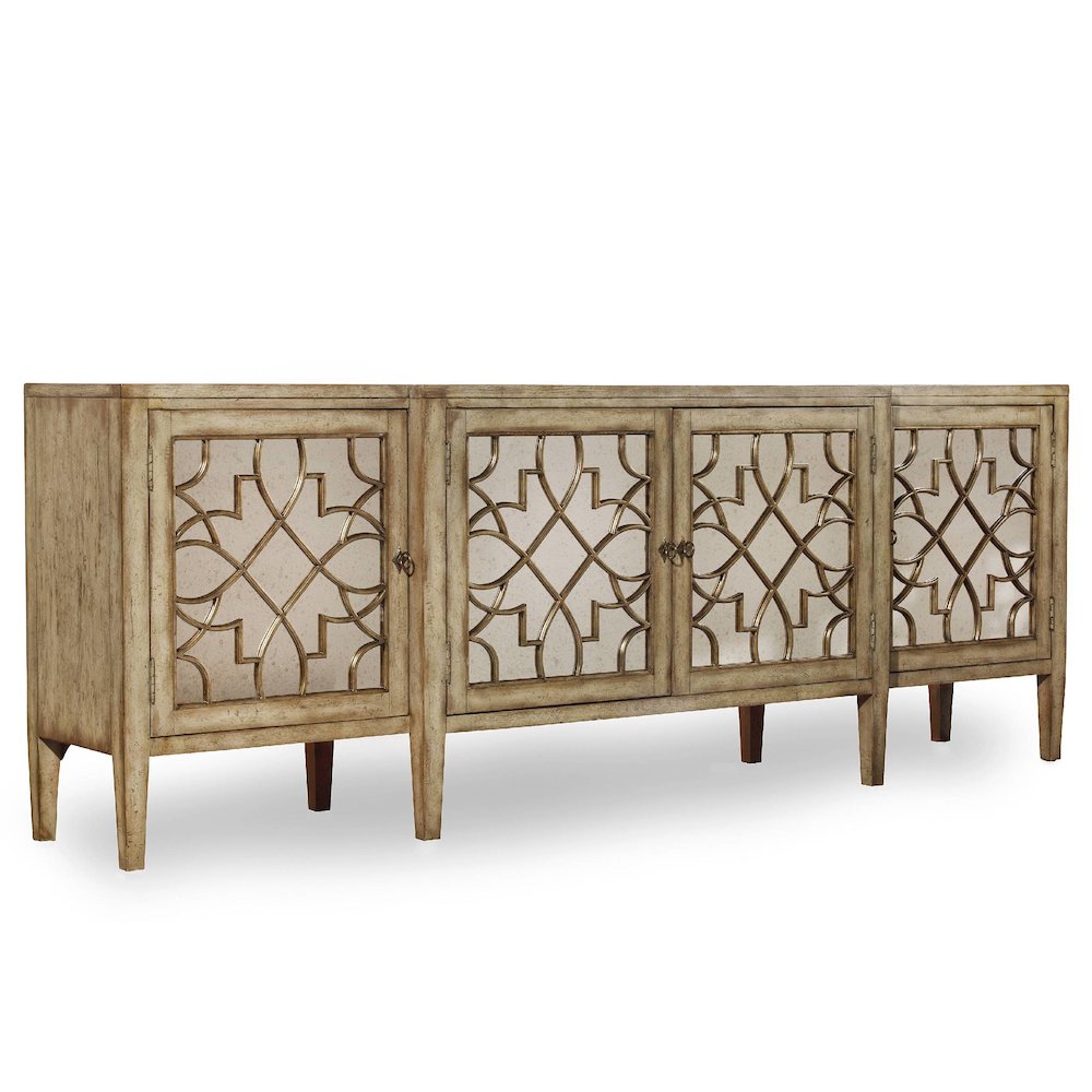 Hooker Furniture Sanctuary Four-Door Mirrored Console in Surf-Visage