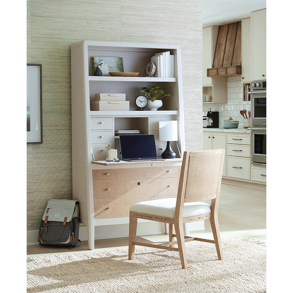 Hera Secretary Desk Hub with Storage in Cream Colored Wood by Hooker Furnishings