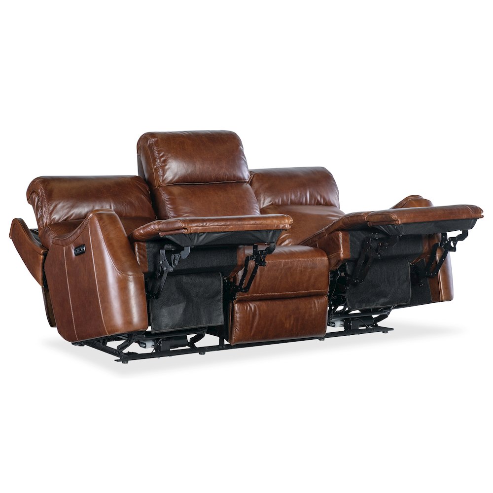 Harlan Zero Gravity Leather Power Sofa in Brown by Hooker Furniture