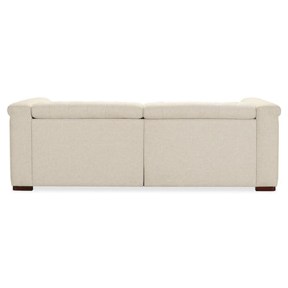 Savion Deux Beige Fabric Sofa with Power Recliners and Power Headrests