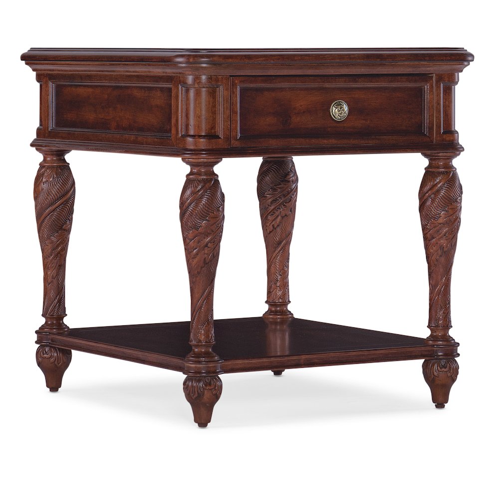 Hooker Furniture Charleston 1-Drawer Traditional Wood End Table in Cherry Brown
