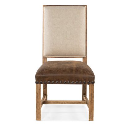 Hooker Furniture Big Sky Wood Fabric Leather Side Chair in Brown