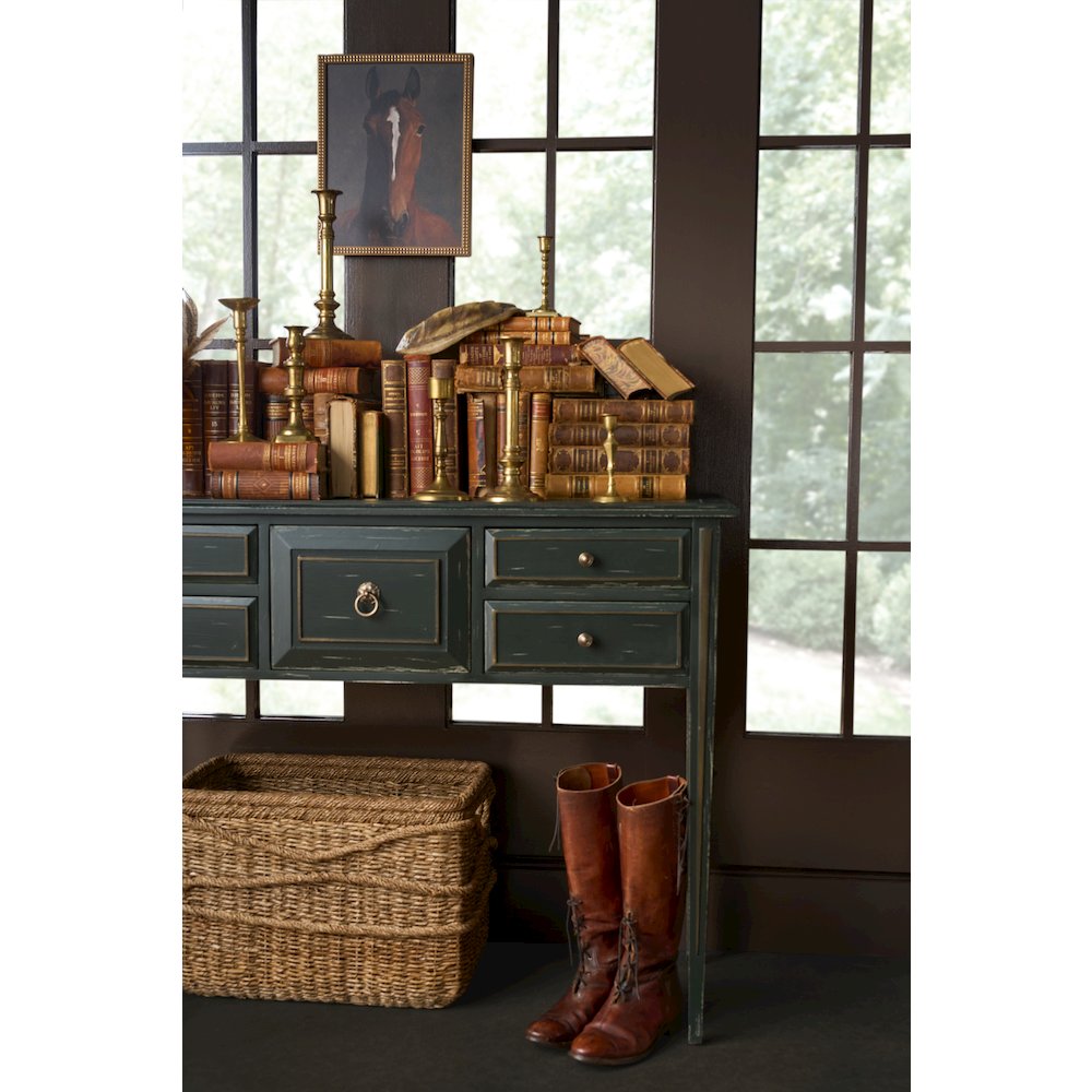 Hooker Furniture Charleston 5-Drawer Traditional Wood Console Table in Green