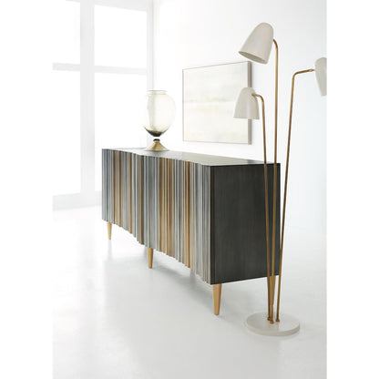 Melange Apollo Media Credenza in Silver and Gold Wood by Hooker Furnishings