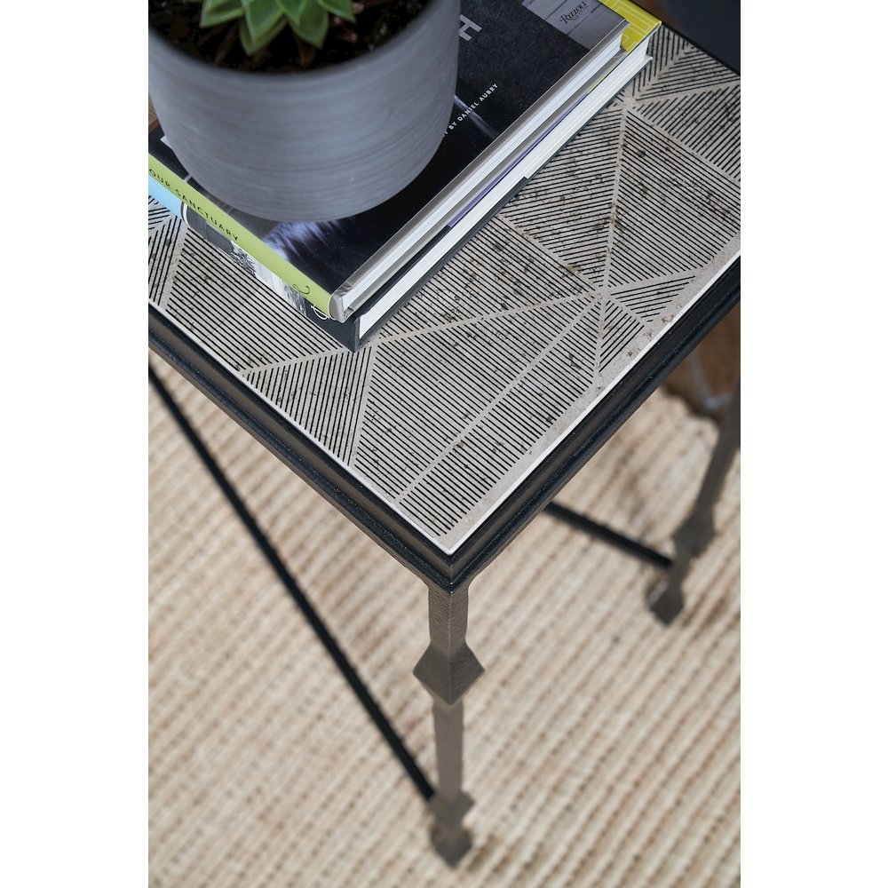 Commerce & Market Metal-Wood-Stone Console Table in Black by Hooker Furniture