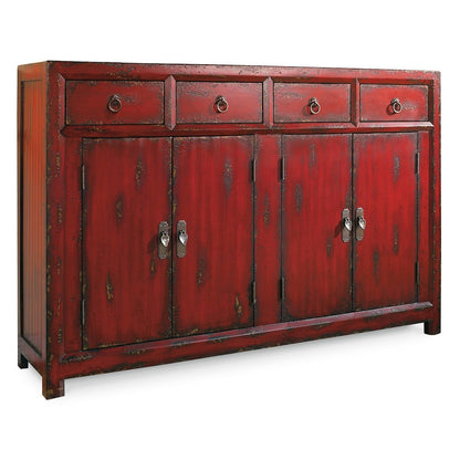 58'' Red Asian Cabinet