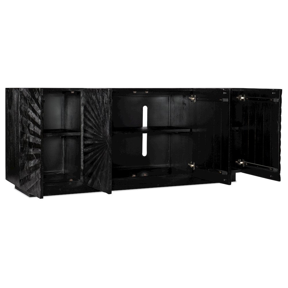 Commerce & Market Open Space Wood Entertainment Console in Black by Hooker