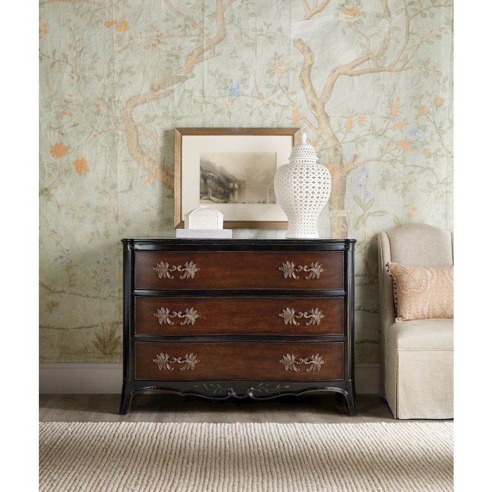 Hooker Furniture Charleston 3-Drawer Wood Accent Chest in Black Cherry