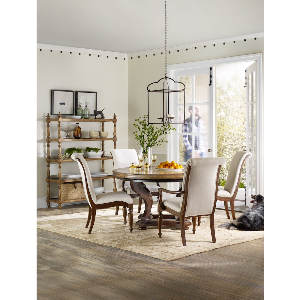 Hooker Furniture Archivist Upholstered Armless Dining Chair in Pecan