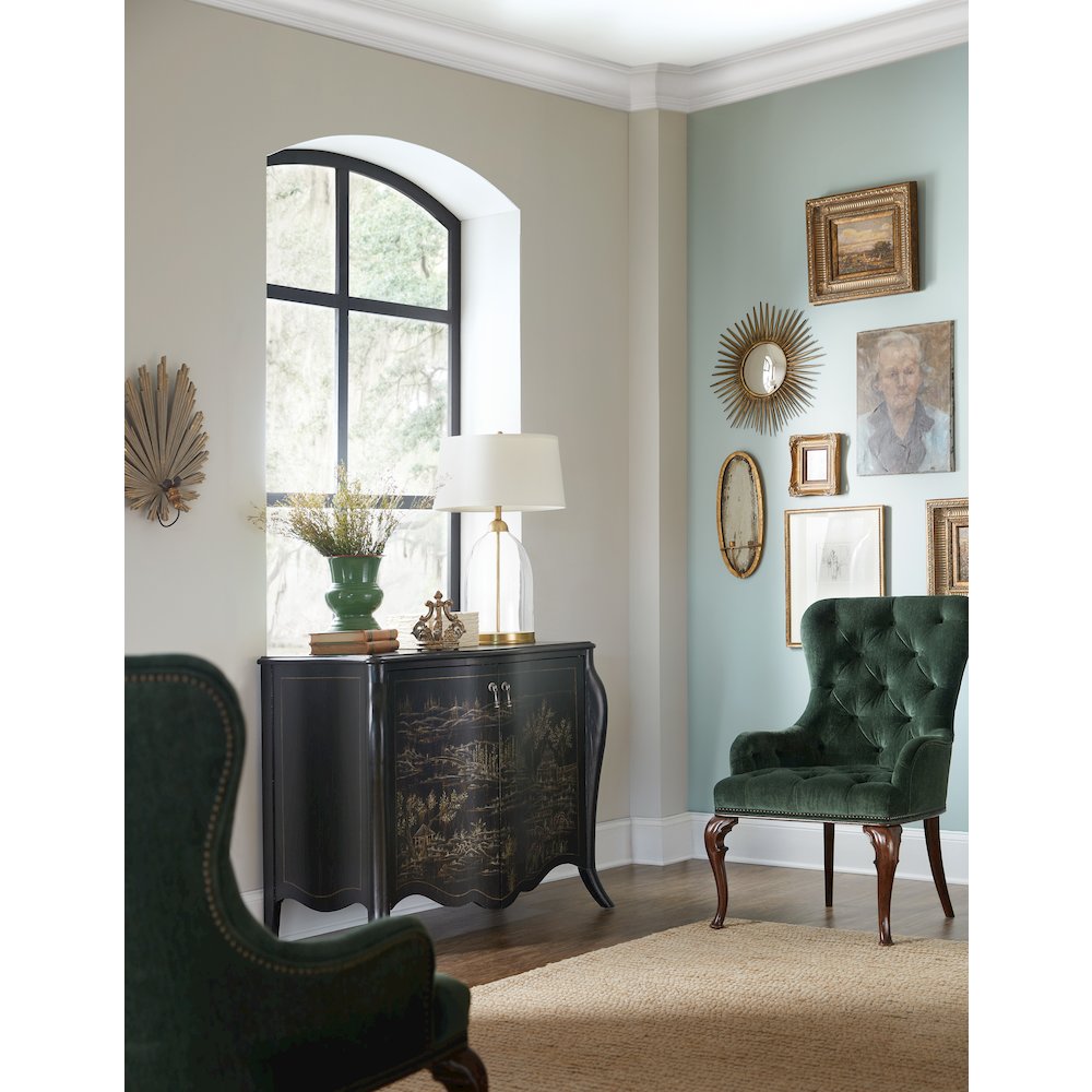 Charleston Upholstered Host Chair in Green Fabric by Hooker Furniture