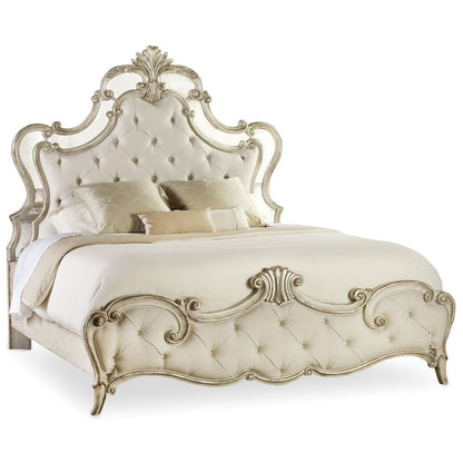 Hooker Furniture Sanctuary Tufted Queen Fabric Upholstered Bed in Silver
