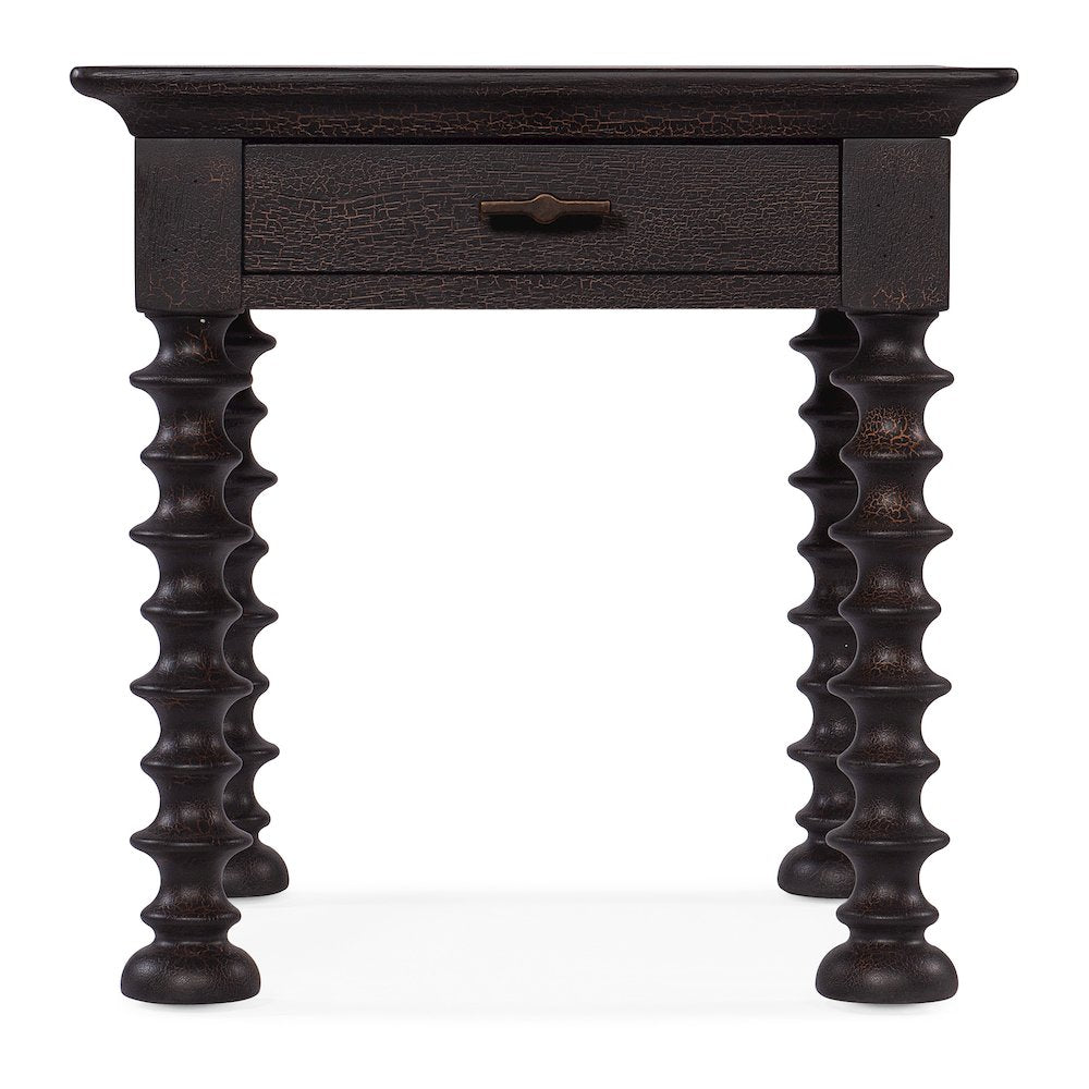 Hooker Furniture Big Sky Wood Turned Leg End Table in Black Finish